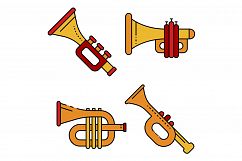 Trumpet icons set line color vector Product Image 1