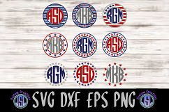 Patriotic Circle Monogram Frames, Set of 9 Bundle, SVG EPS DXF PNG Digital Download Product Image 1