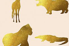 Gold Foil Safari Animals Clipart Product Image 3