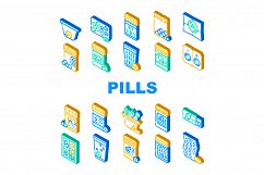 Pills Medicaments Collection Icons Set Vector Illustration Product Image 1