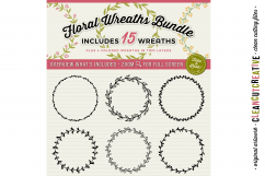 15 svg FLORAL WREATHS floral leaf circle frames - SVG DXF EPS PNG - for Cricut and Silhouette Cameo - clean cutting digital files Product Image 2