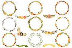 Flower wreaths clipart set, Floral borders Autumn Spring Product Image 1