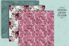 Burgundy Christmas digital paper pack II Product Image 2