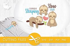 Sleeping Sloths cutting files svg, dxf, pdf, eps included - cut files for cricut and silhouette - Cutting Files SG Product Image 1