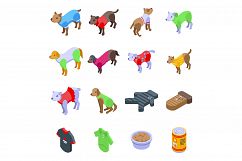 Dog clothes icons set, isometric style Product Image 1