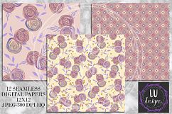 Floral Glitter Digital Paper Pack, Purple Floral Wedding Backgrounds Product Image 3
