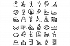 Handicapped icons set, outline style Product Image 1