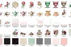 Blush, Mint and Burgundy Alice In Wonderland Tea Party Graphics Product Image 2