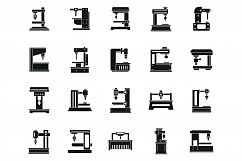 Milling Machine tool icons set, simple style Product Image 1