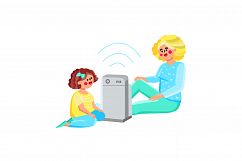 Air Purifier Cleaning And Wetting Gadget Vector Product Image 1