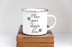 Camping mug mockup enamel tin mock up metal camper cup templ Product Image 1