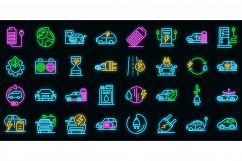 Hybrid icons set vector neon Product Image 1