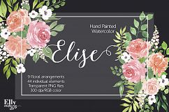 Watercolor Flower Clip Art - Elise Product Image 1