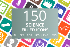 150 Science Filled Round Corner Icons Product Image 1