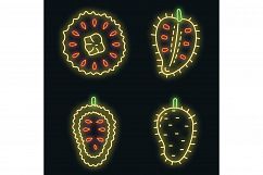 Soursop icons set vector neon Product Image 1