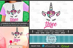 Third Birthday Unicorn SVG - Unicorn 3rd Birthday SVG - 1005 Product Image 1