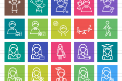 100 Women &amp; Kids Line Multicolor B/G Icons Product Image 2