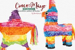 Cinco de Mayo Watercolor Illustrations &amp; Patterns Product Image 4