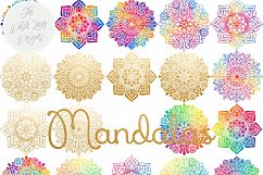 Mandala Clipart Set Rainbow &amp; Gold Product Image 3