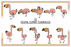 Flamingo Flamingo Clipart-Bird Clipart- Holiday Clipart-Cartoon-Sticker Clipart-Digital-Flamingo-Pink Art-Digital-flamingo- Drama-Commercial Product Image 2