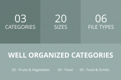 150 Natural Food Filled Round Corner Icons Product Image 3
