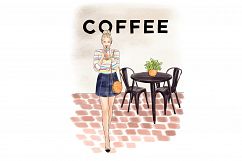Fashion illustration clipart - Coffee Girls 4 - Light Skin Product Image 5