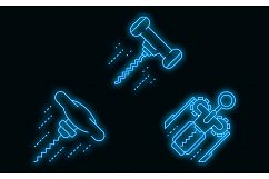 Corkscrew icons set vector neon Product Image 1