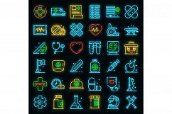 First medical aid icons set vector neon Product Image 1