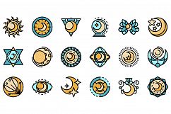 Moon icons set vector flat Product Image 1