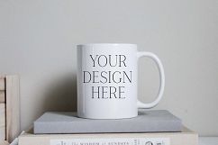 Stacked Books 11 Ounce Mug Mockup Product Image 1