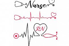 Nurse with heartbeat and stethoscope svg CUT file for Silhouette cricut Nurse Life, RN nurse graduation gift svg for t-shirt mug decal Product Image 1