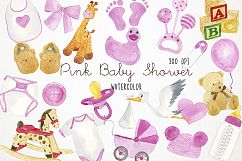Watercolor Baby Shower Clipart, Baby Shower Clip Art Product Image 1