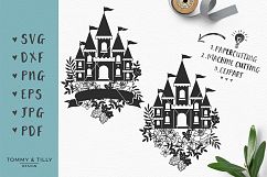 Floral Princess Castle - SVG DXF PNG EPS JPG PDF Cut File Product Image 1