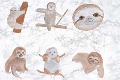 Hand Drawn Watercolor Sloth Clipart Product Image 2