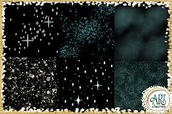 Teal Aqua Foil Glitter Seamless Digital Papers,Borders Set Product Image 5