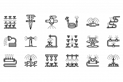 Irrigation system icons set, outline style Product Image 1