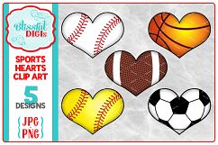Sports Hearts Clip Art - Baseball/Football/Soccer/Basketball Product Image 1