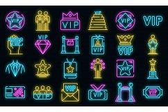 Vip icons set vector neon Product Image 1