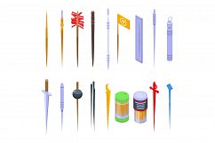 Toothpick icons set, isometric style Product Image 1