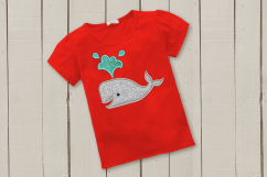 Whale with 3D or Regular Tail Applique Embroidery Design Product Image 3