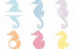 Seahorse SVG Files - nautical, sea horse monogram cut files for Cricut and Silhouette - ocean SVG, dxf, png, jpg files Included. Product Image 1