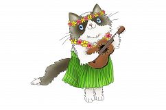 Hawaiian Rag-doll Cat with Ukulele Product Image 2