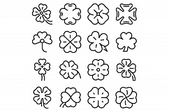 Clover icons set, outline style Product Image 1