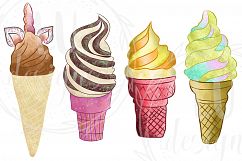 Watercolor Ice Cream Clip Art, Watercolor Graphics, Ice Creams Clipart Product Image 5
