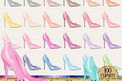 100 Hand Painted Watercolor Shiny High Heels Clip Arts Product Image 5