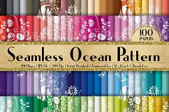 100 Seamless Ocean Pattern Digital Papers, Ocean Sea Papers Product Image 1