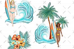 Surfer Girl Cliparts Product Image 4