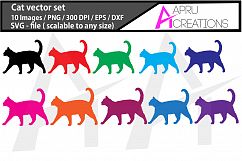 cat, cat silhouette, cat clipart, cat digital file, cat icons, color cats, pussy, cat svg, cat eps , cat dxf png Product Image 1