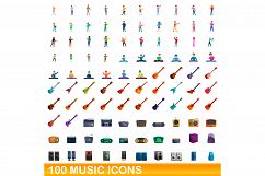 100 music icons set, cartoon style Product Image 1