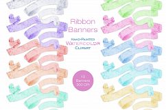 Pastel Watercolor Ribbon Banners Vintage Flowing Text Banners Product Image 2
